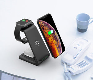 Bonola 3 in1 chargeur sans fil pour iPhone 11/Xs AirPods Apple Watch 23 support de charge sans fil pour iWatch iPhone 11Pro/Xr/Xs Max