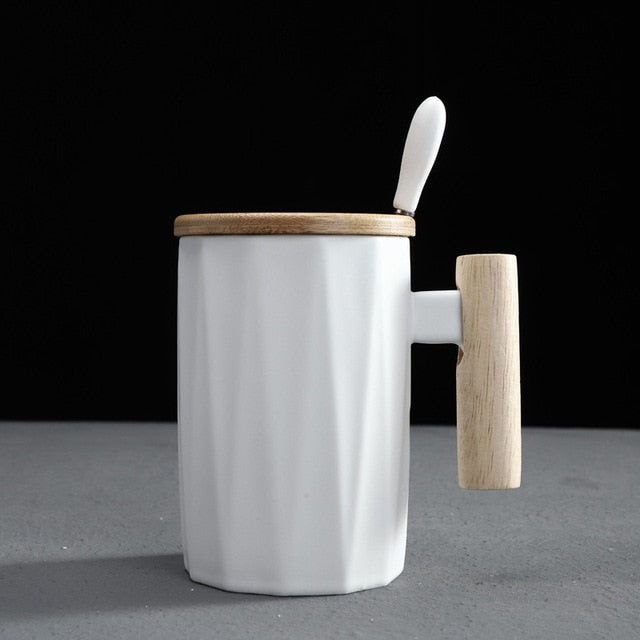 ceramic coffee mug with lid and spoon tazas de ceramica creativas tumblers coffe mugs tea milk cup office home leisure cafe cup